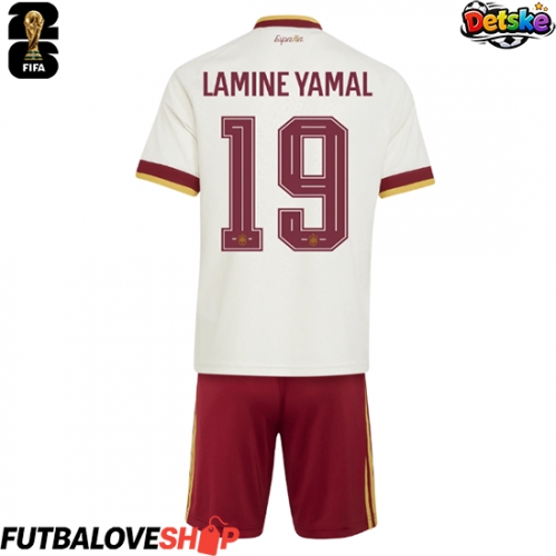 Dres Španielsko Lamine Yamal #19 Preč pre deti MS 2026 Krátky Rukáv (+ trenírky)